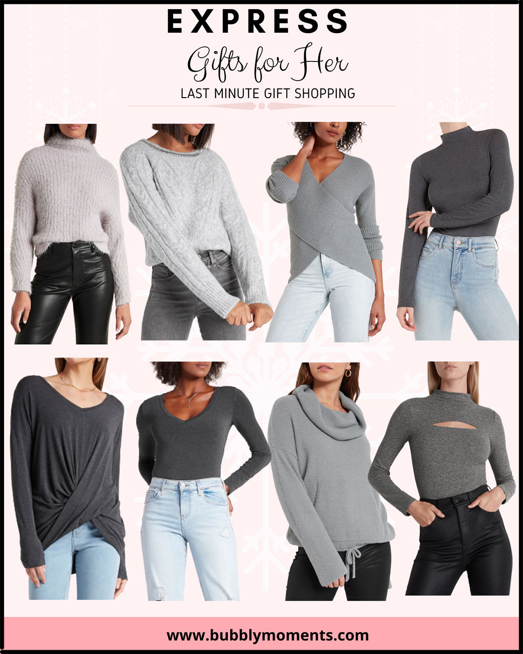 Holiday gift | christmas gift | last minute gifts | christmas gift ideas | holiday gift guides | fashion gift ideas | express sweater gift ideas | gifts for her | gray sweaters | sexy sweaters | fashion sweater | sweater dresses | sweater | womens gift ideas | Bubbly Moments